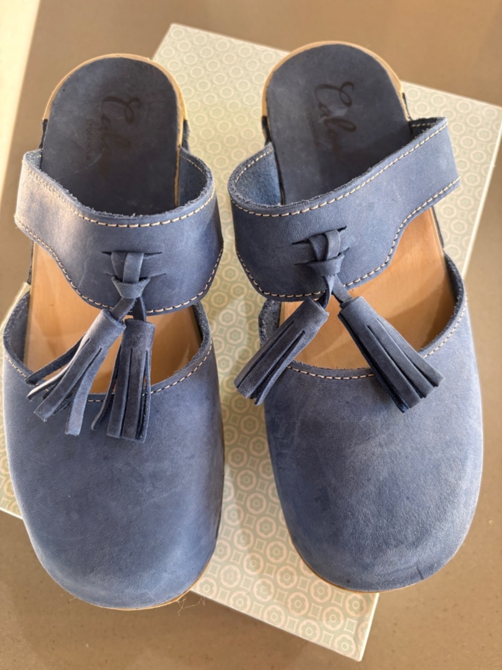 Calou’Penny’ Blue Tassel Clogs size 38 - NIB